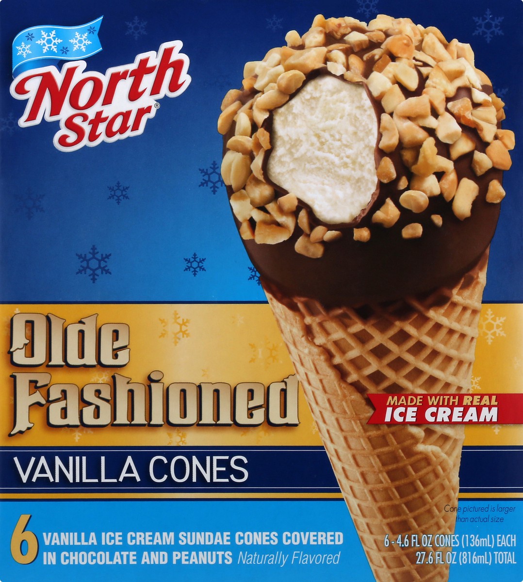 slide 1 of 14, North Star Vanilla Cones Ice Cream 6 ea, 6 ct