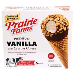 Prairie Farms Small Batch Vanilla Ice Cream Cones - 6 ct