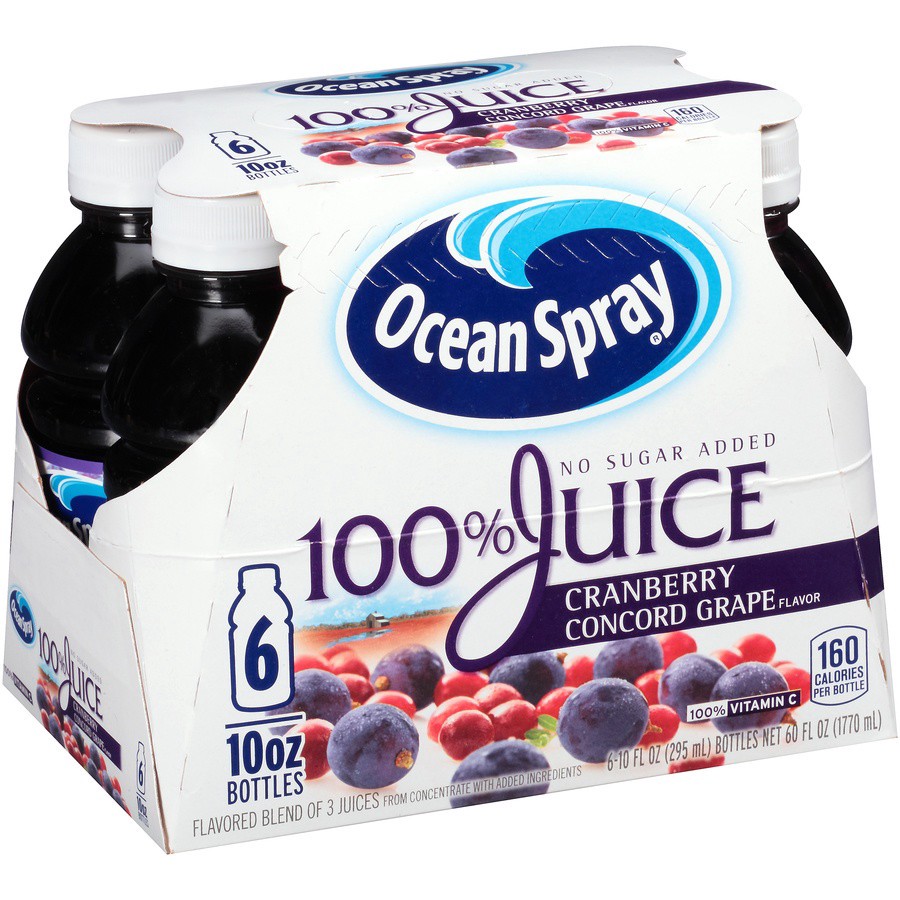 slide 3 of 9, Ocean Spray Cranberry Concord Grape 100% Juice Blend, 6 ct; 10 fl oz