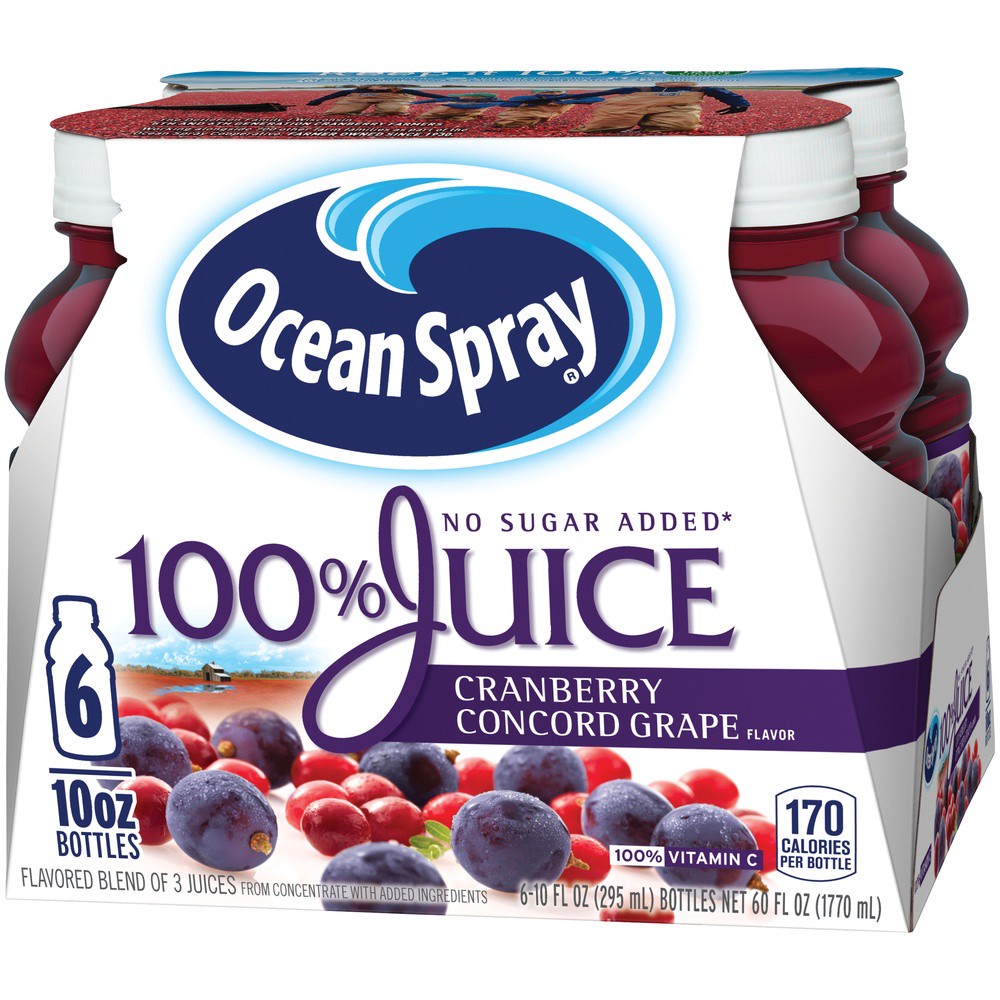 slide 5 of 9, Ocean Spray Cranberry Concord Grape 100% Juice Blend, 6 ct; 10 fl oz