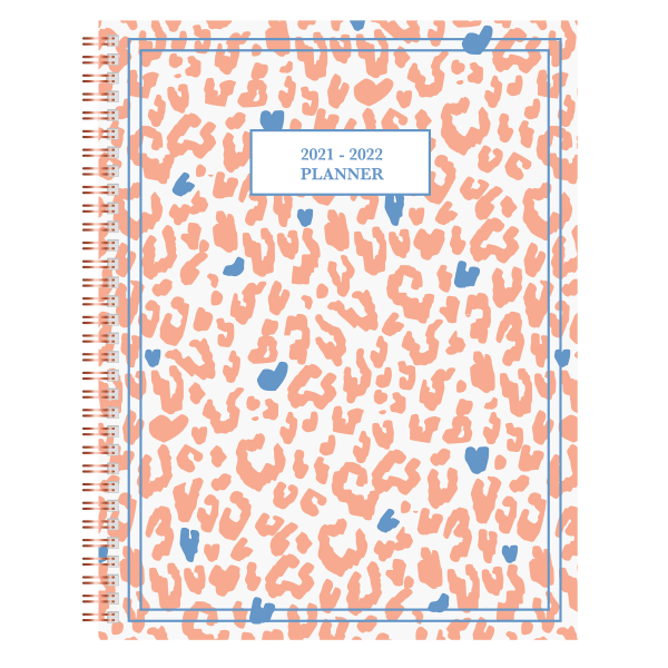 slide 1 of 3, Office Depot Brand Fashion Weekly/Monthly Academic Planner, 8-1/2'' X 11'', Cheetah Love, July 2021 To June 2022, Odus2033-026, 1 ct