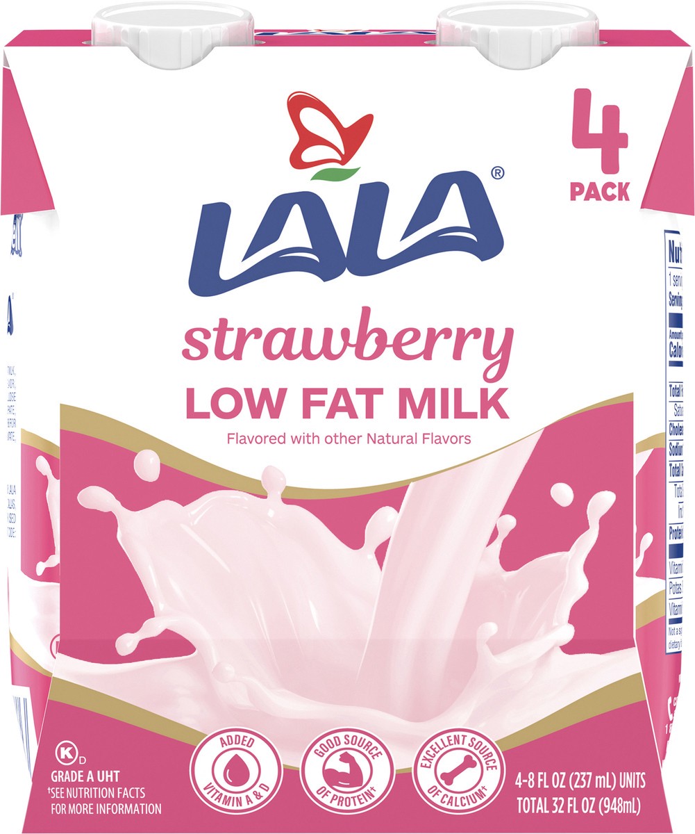 slide 2 of 12, LALA Low Fat Strawberry Milk 4 - 8 fl oz Packs, 4 ct