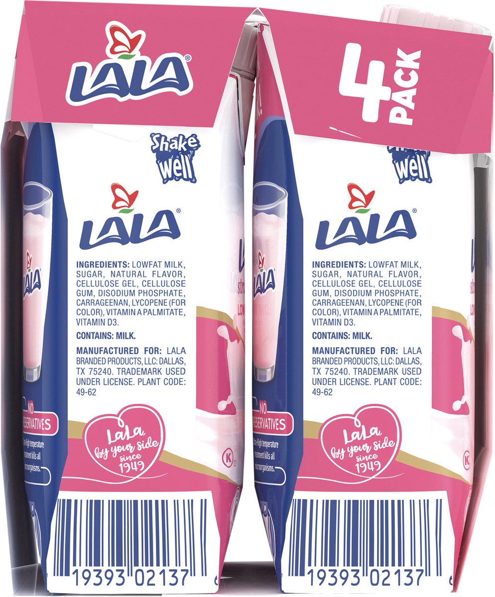 slide 10 of 12, LALA Low Fat Strawberry Milk 4 - 8 fl oz Packs, 4 ct