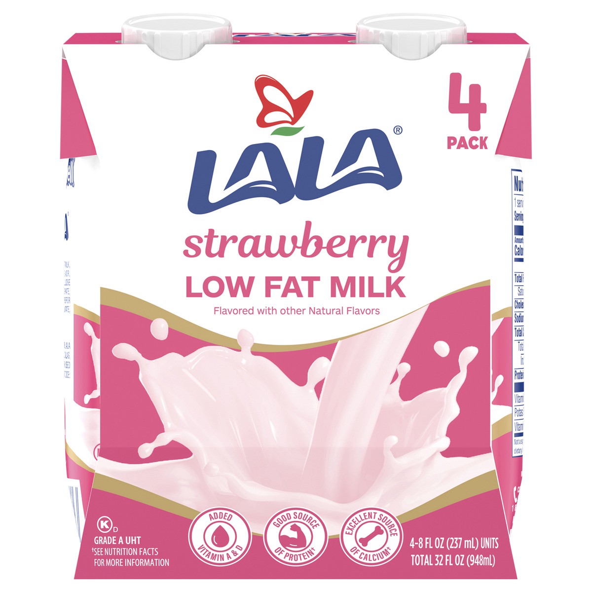 slide 8 of 12, LALA Low Fat Strawberry Milk 4 - 8 fl oz Packs, 4 ct
