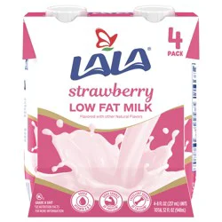 LALA Low Fat Strawberry Milk 4 - 8 fl oz Packs
