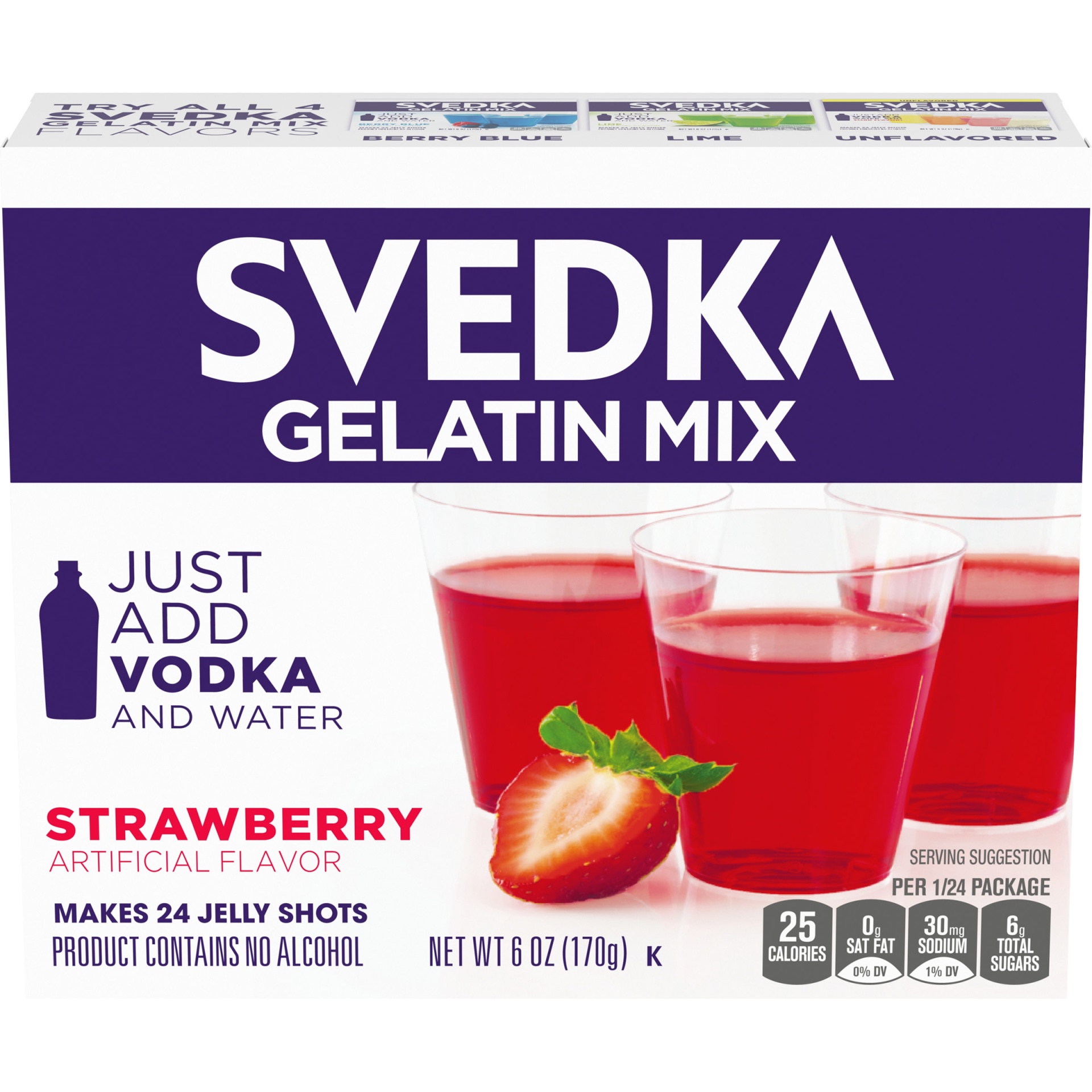 slide 1 of 6, Svedka Just Add Vodka & Water Strawberry Jelly Shots Gelatin Mix, 6 oz