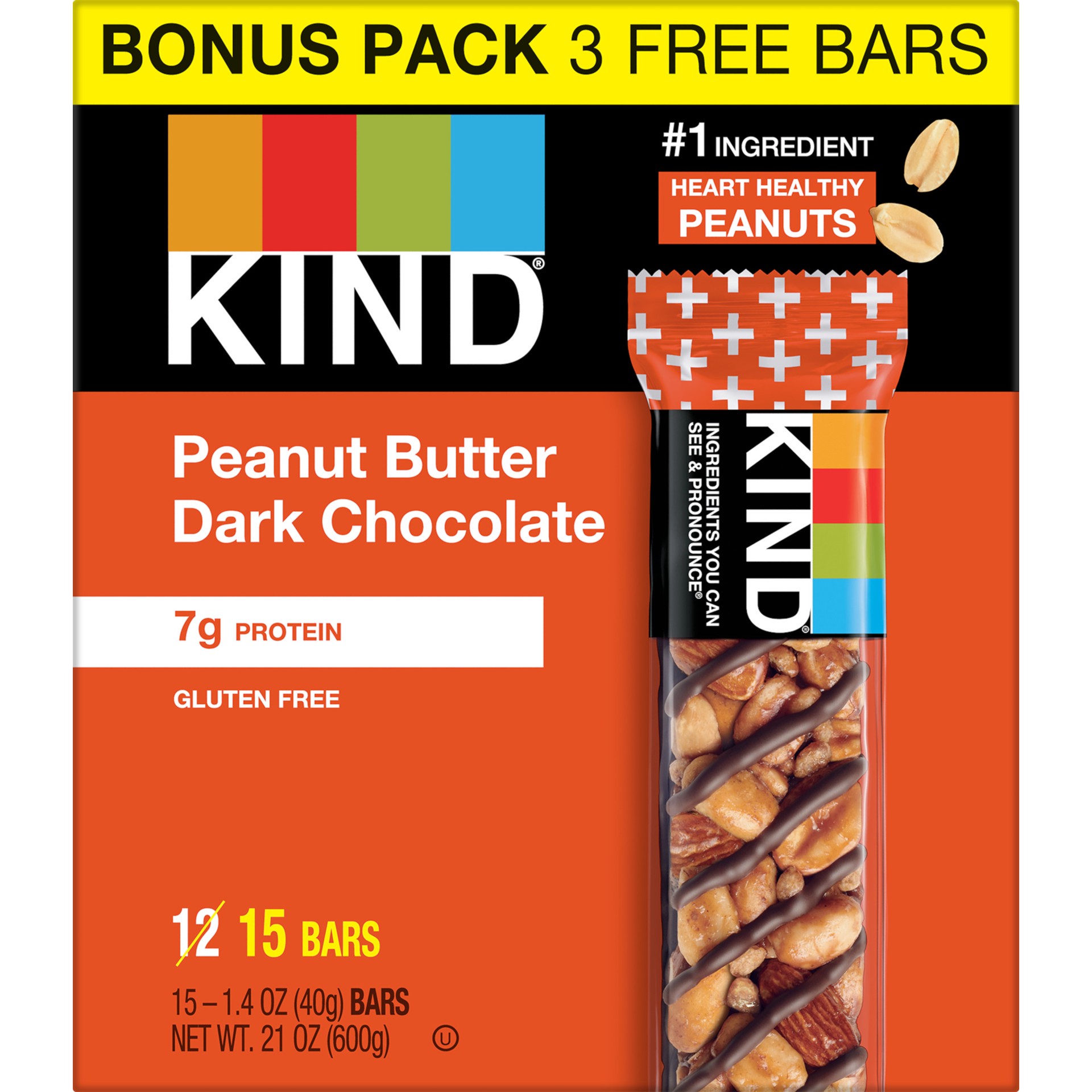 slide 1 of 4, KIND Nut Bars, Peanut Butter Dark Chocolate, 1.4 oz, 15 Count, 15 ct