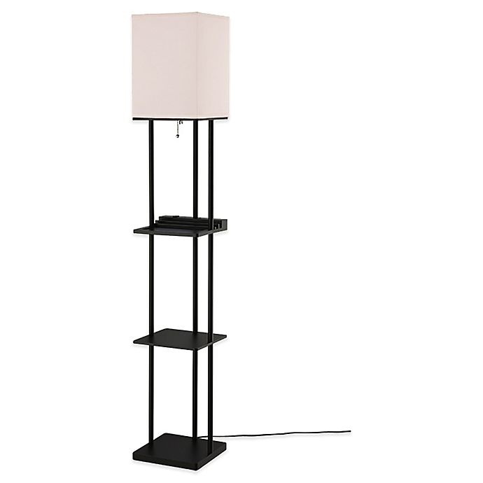 slide 1 of 3, Equip Your Space tagre Floor Lamp with Charging Station - Black, 1 ct