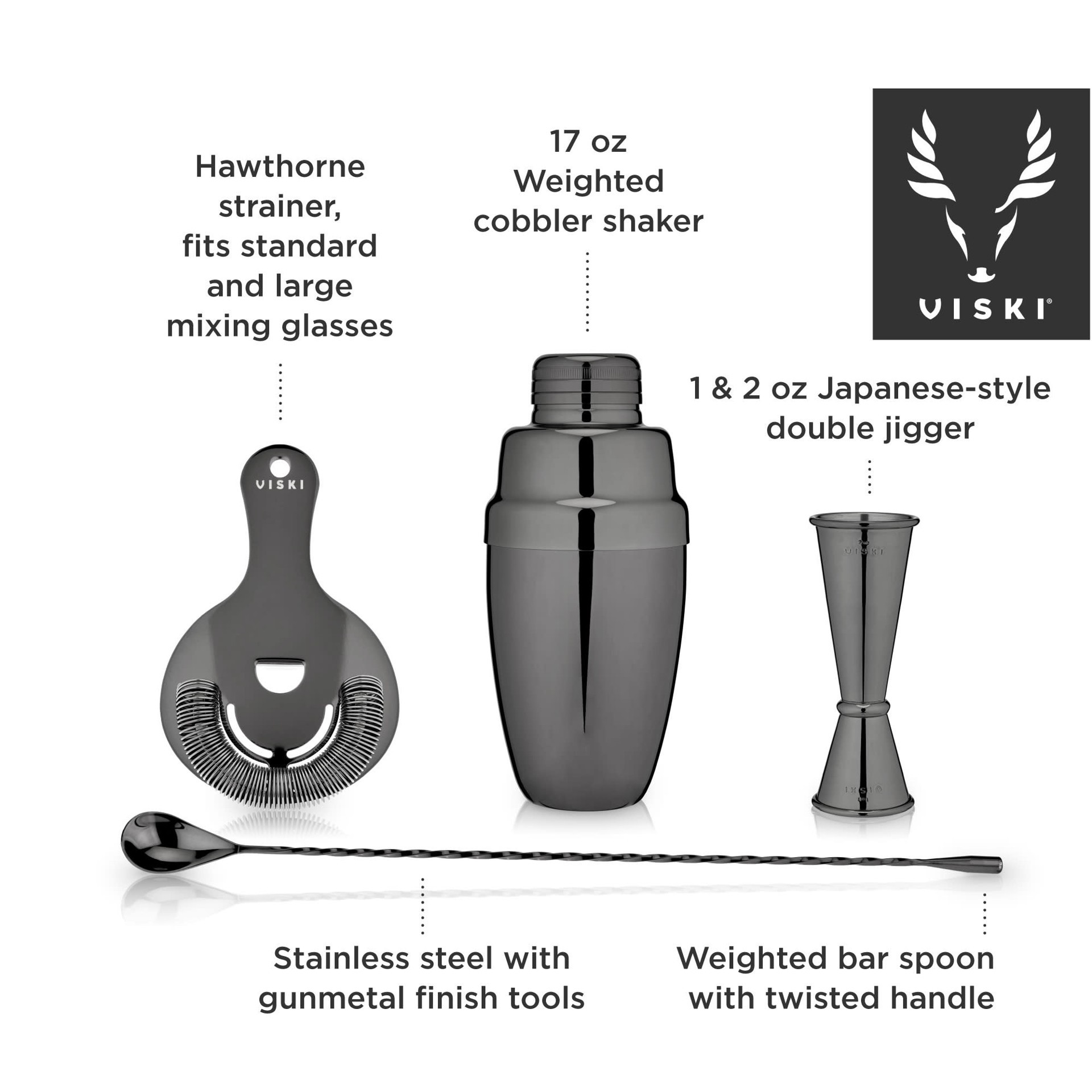 slide 3 of 5, Viski Cocktail Shaker Set, 4 ct