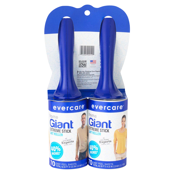 slide 4 of 5, Evercare Twin Pack Giant Lint Roller 140 Sheets, 1 ct