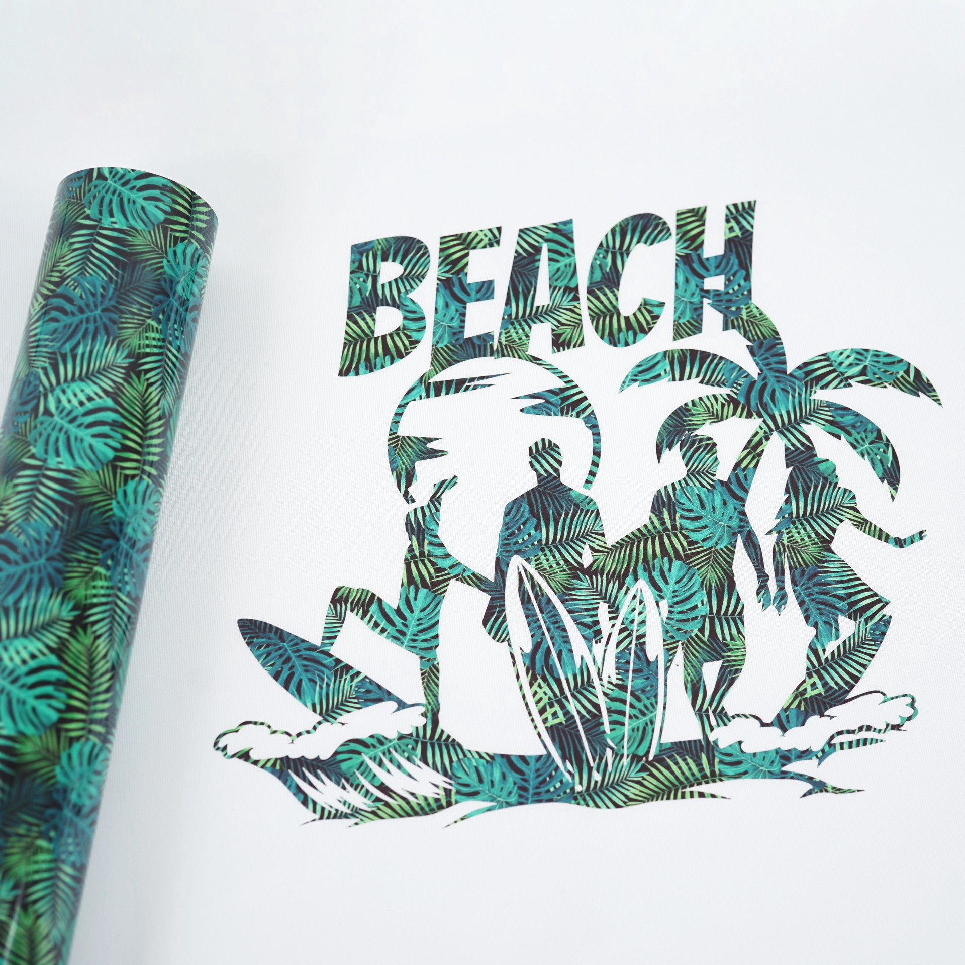 slide 3 of 4, Green Tropical Leaves Heat Transfer Vinyl By Make Market, 12 in x 24 in