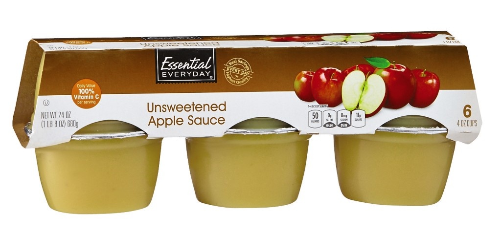 slide 1 of 1, Essential Everyday Unsweetened Apple Sauce Natural Bowls, 24 oz