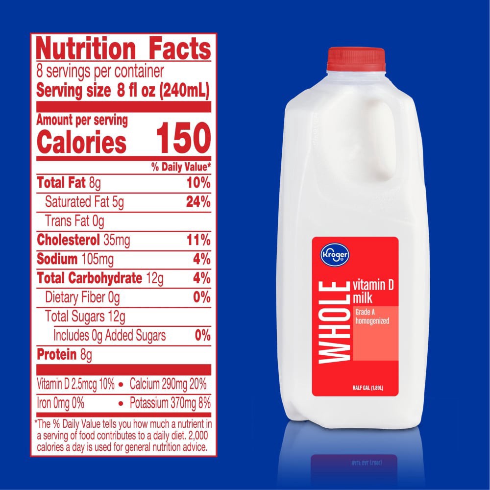 slide 3 of 4, Kroger Vitamin D Whole Milk, 64 fl oz
