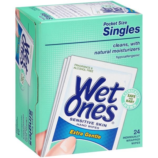 slide 1 of 1, Wet Ones Pocket Singles Sensitive Skin Extra Gentle Hand Wipes, 24 ct