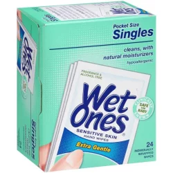Wet Ones Pocket Singles Sensitive Skin Extra Gentle Hand Wipes
