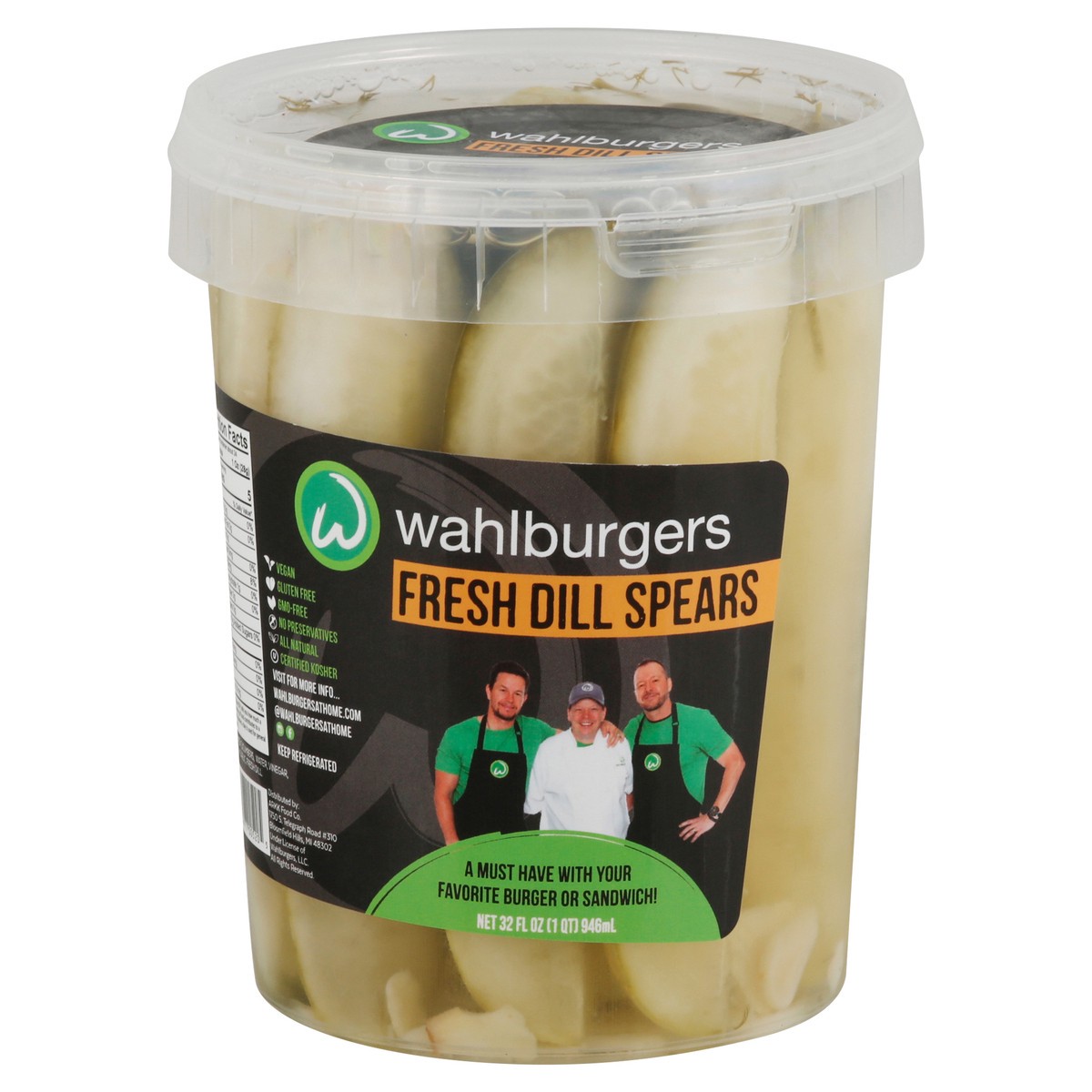 slide 1 of 1, Wahlburgers Fresh Dill Spears Pickles 32 fl oz, 32 fl oz