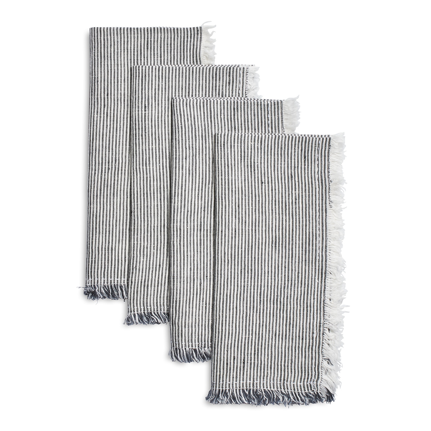 slide 1 of 1, Sur La Table Frayed Stripe Linen Napkins, Charcoal, 4 ct