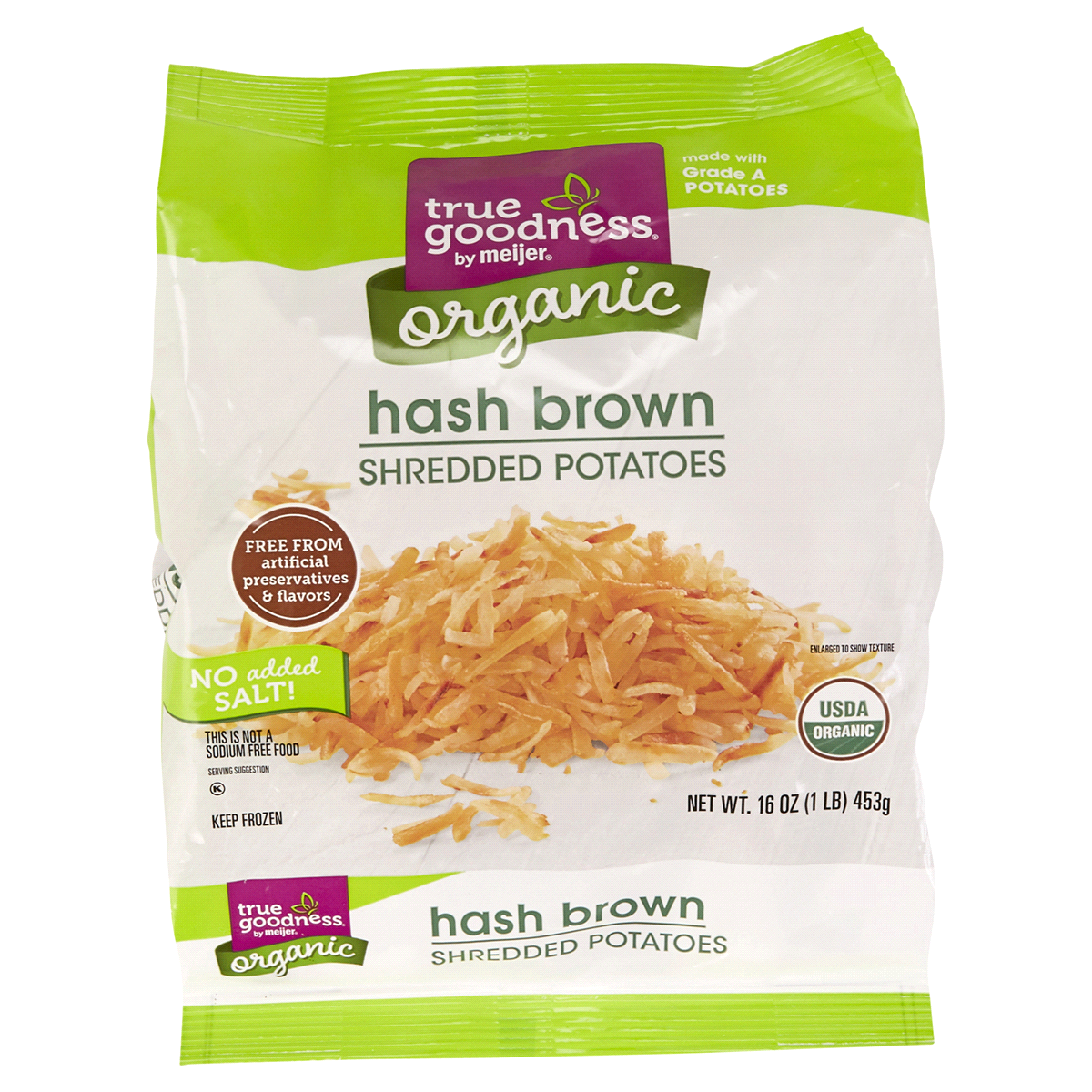 Honest Earth Shredded Hash Brown Potatoes with Salt & Pepper 1.25 lb. Carton