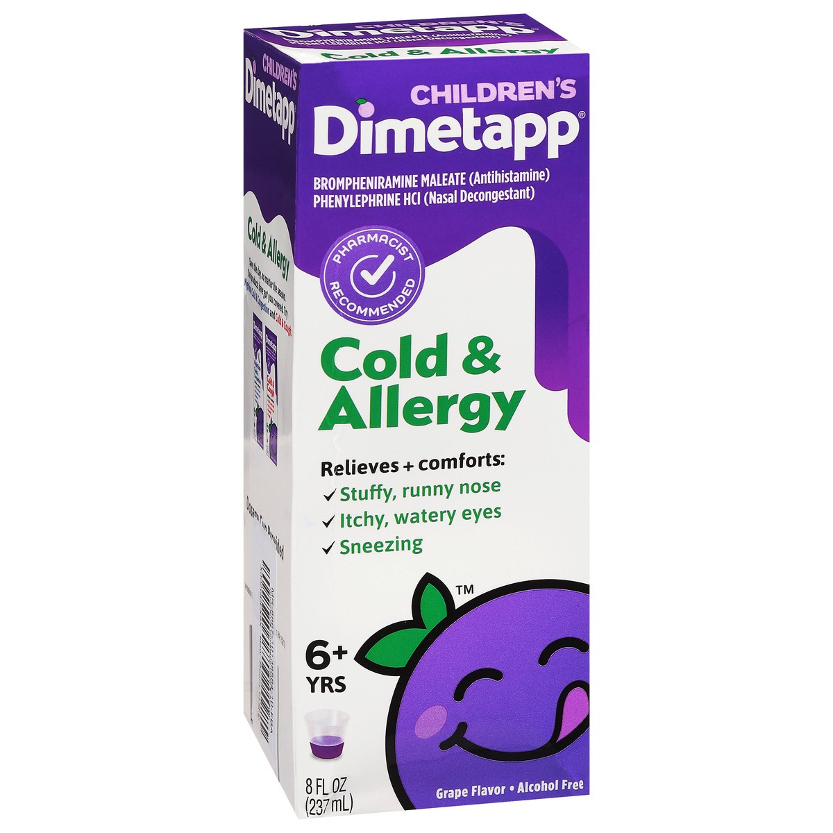 slide 8 of 9, Dimetapp Cold & Allergy, Grape Flavor, Alcohol-Free, 8 fl oz