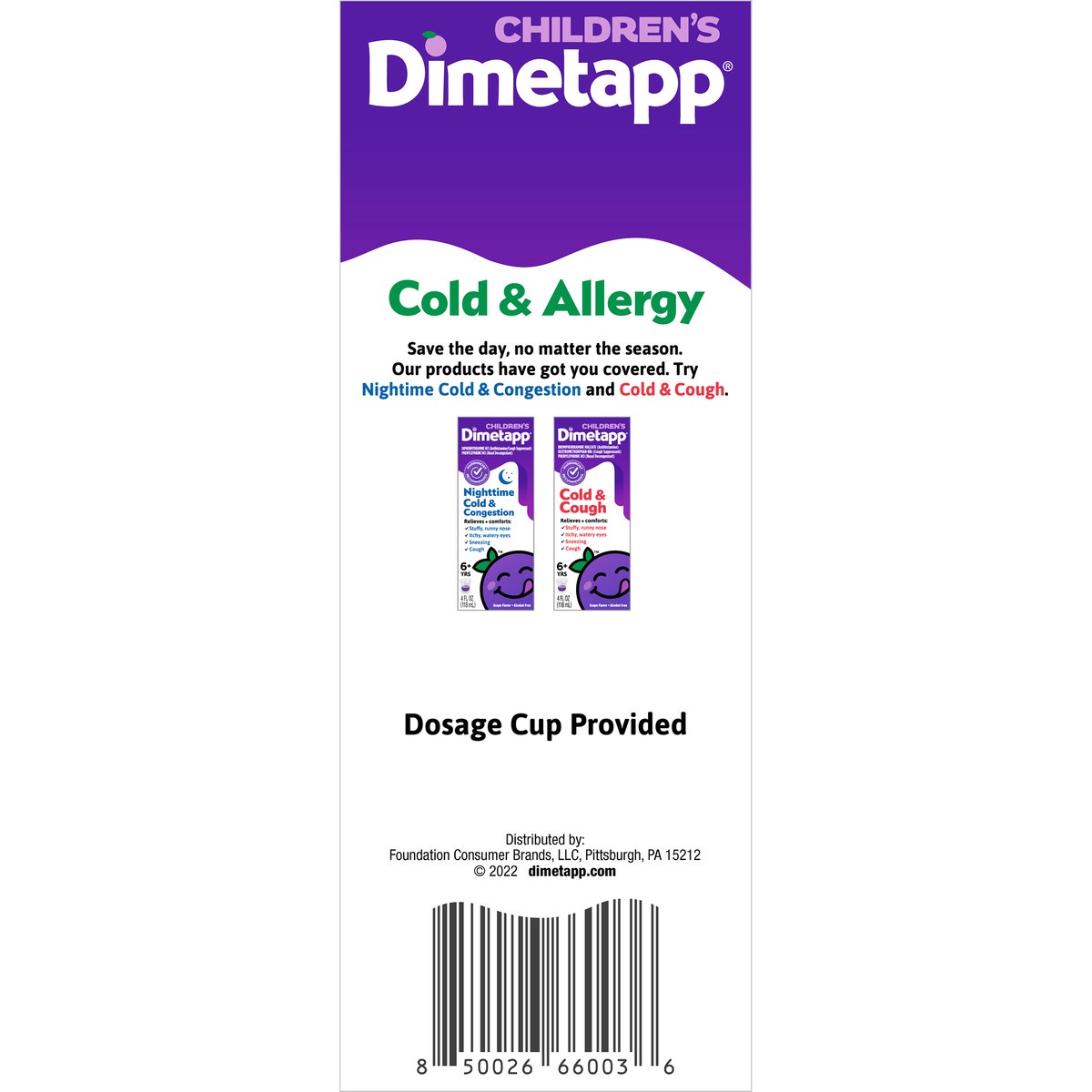 slide 5 of 9, Dimetapp Cold & Allergy, Grape Flavor, Alcohol-Free, 8 fl oz