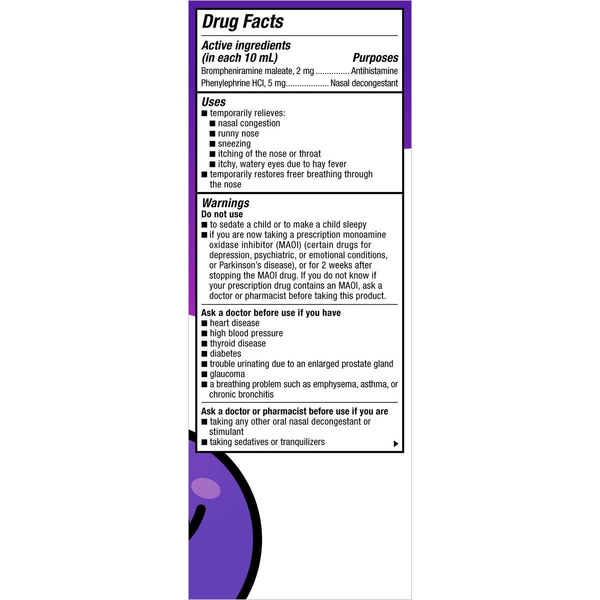 slide 9 of 9, Dimetapp Cold & Allergy, Grape Flavor, Alcohol-Free, 8 fl oz
