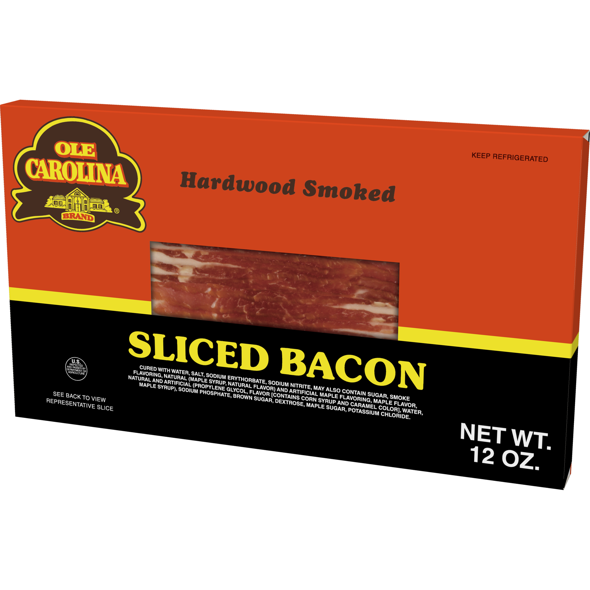 slide 8 of 10, OLD CAROLINA Sliced Bacon, Hardwood Smoked, 340.19 g