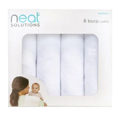 Neat Solutions 8 Pack Burp Cloths - Solid White