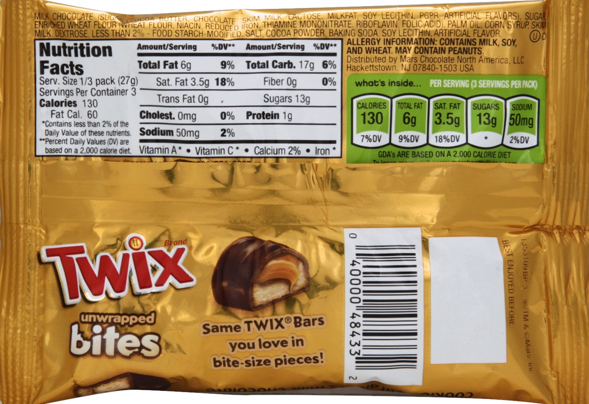 slide 3 of 6, Twix, Caramel Milk Chocolate Bites, 2.83 oz