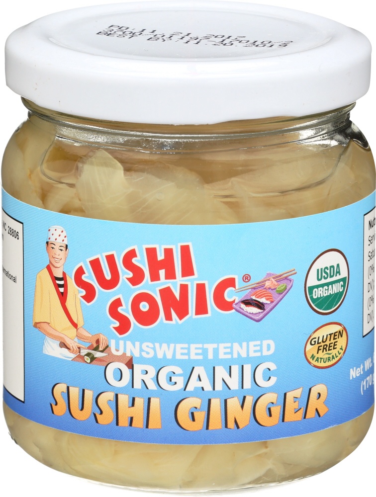 slide 1 of 1, Sushi Sonic Unsweetened Organic Sushi Ginger, 6 oz