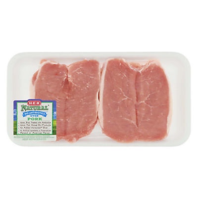 slide 1 of 1, H-E-B Natural Pork Center Loin Chop Boneless Butterflied Thick, per lb