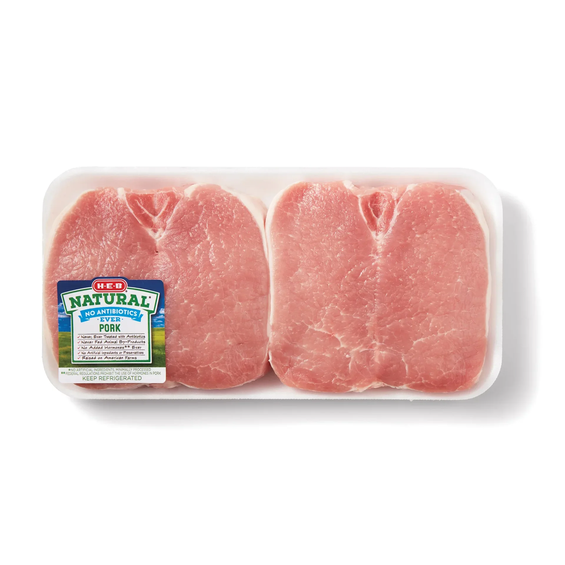 slide 1 of 1, H-E-B Natural Boneless Butterflied Center Loin Pork Chops, Thick Cut, per lb