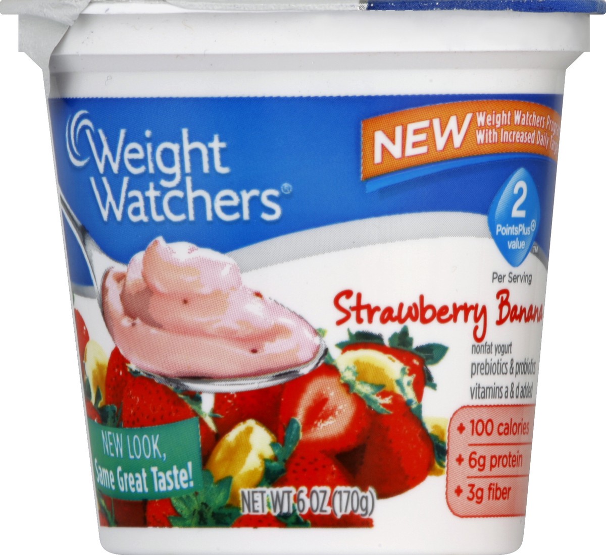 slide 3 of 3, Weight Watchers Yogurt, Nonfat, Strawberry Banana, 6 oz