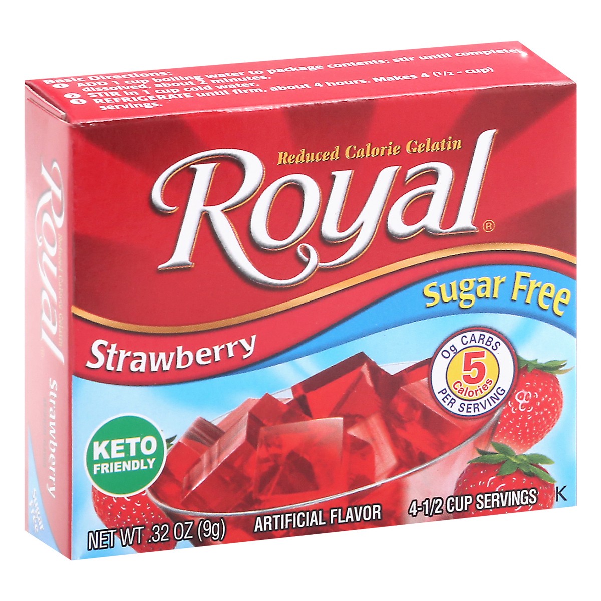 slide 5 of 9, Royal Sugar Free Strawberry Gelatin 0.32 oz, 0.32 oz