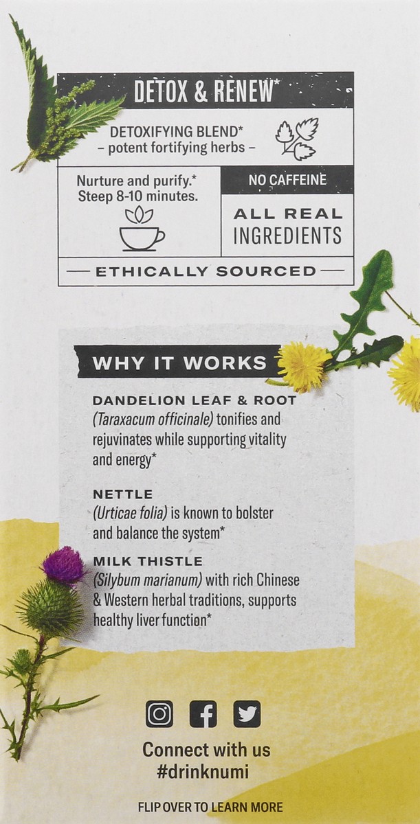 slide 13 of 13, Numi Bags Organic Dandelion Detox Herbal Tea 16 ea, 16 ct