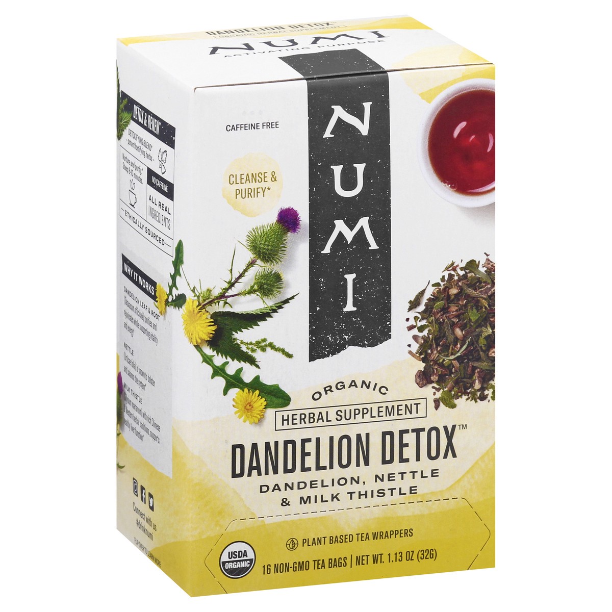 slide 7 of 13, Numi Bags Organic Dandelion Detox Herbal Tea 16 ea, 16 ct
