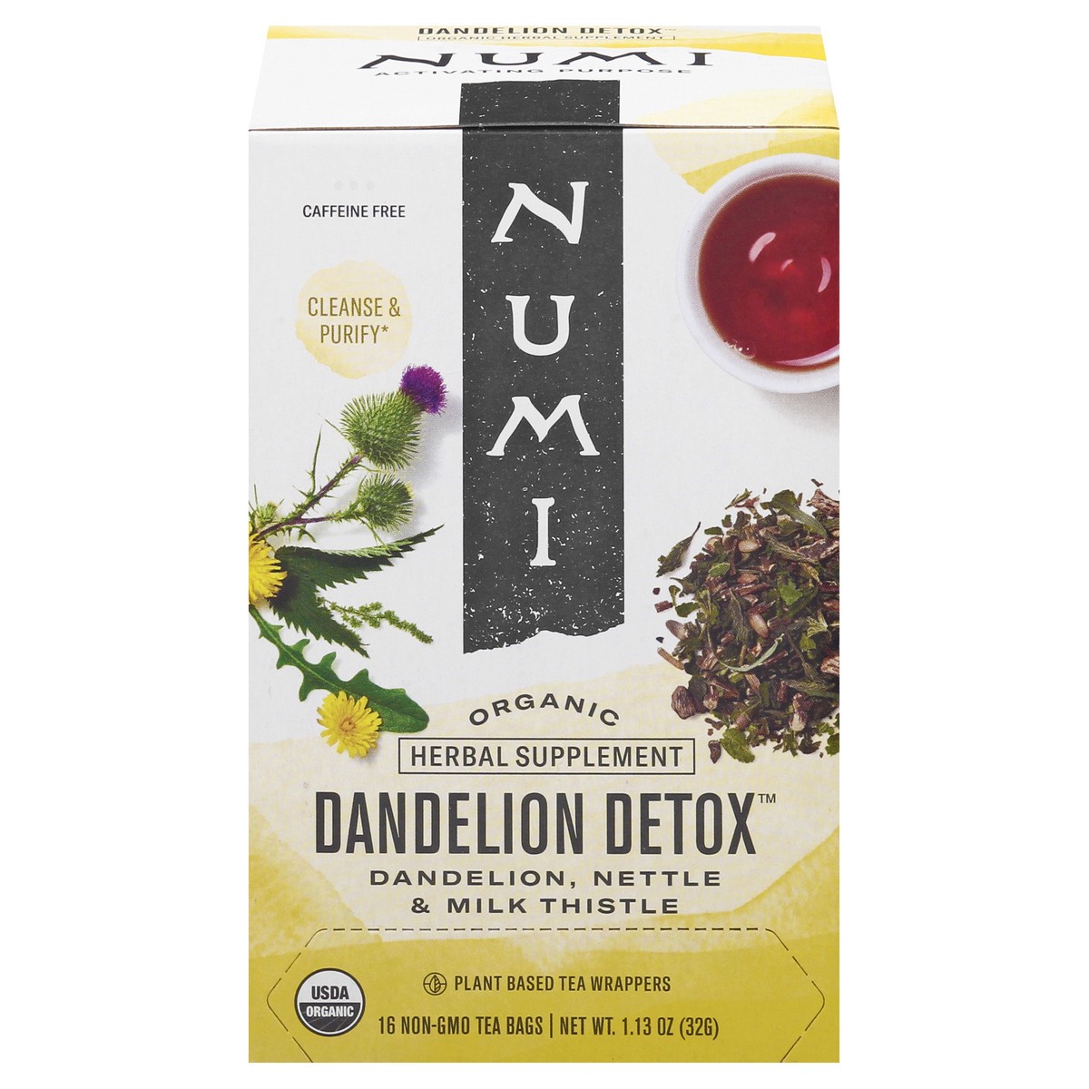 slide 1 of 13, Numi Bags Organic Dandelion Detox Herbal Tea 16 ea, 16 ct
