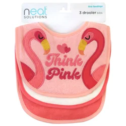 Neat Solutions Neat Sol 3-Pack Drooler Bib - Girl, Think Pink