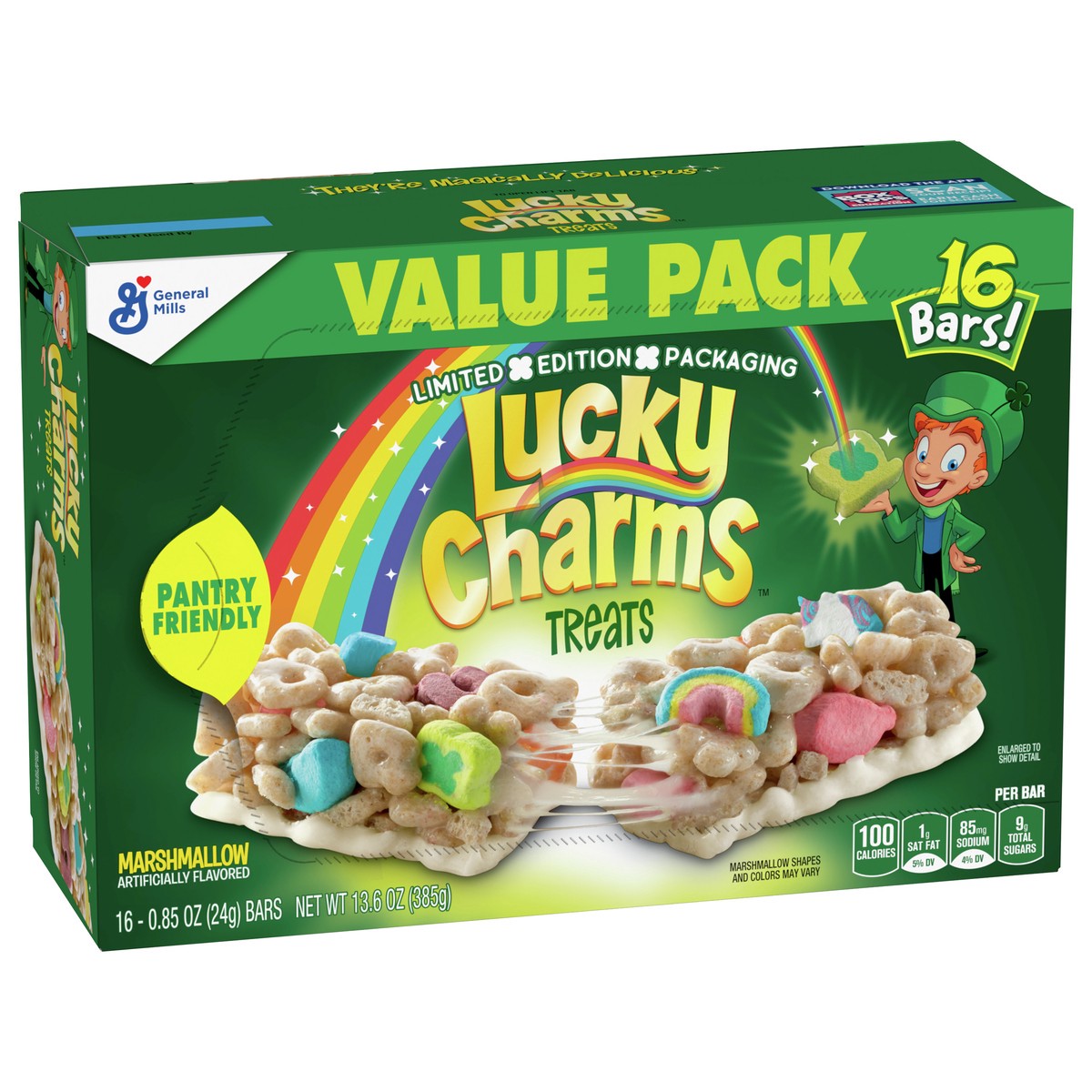 slide 2 of 9, Lucky Charms Marshmallow Treat Bars, Snack Bars, Limited Edition St. Patrick''s Day Packaging, Value Pack, 16 ct, 16 ct