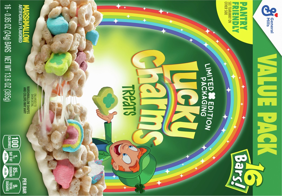 slide 4 of 9, Lucky Charms Marshmallow Treat Bars, Snack Bars, Limited Edition St. Patrick''s Day Packaging, Value Pack, 16 ct, 16 ct