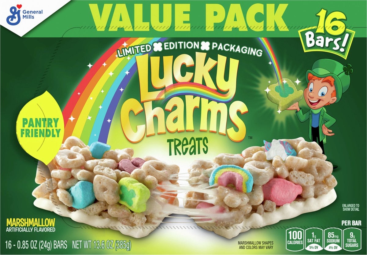 slide 5 of 9, Lucky Charms Marshmallow Treat Bars, Snack Bars, Limited Edition St. Patrick''s Day Packaging, Value Pack, 16 ct, 16 ct