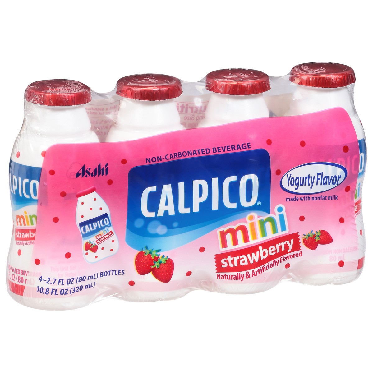 slide 8 of 9, Calpico Strawberry Yogurty Flavor Non-Carbonated Beverage Mini 4 - 2.7 fl oz Bottles, 4 ct