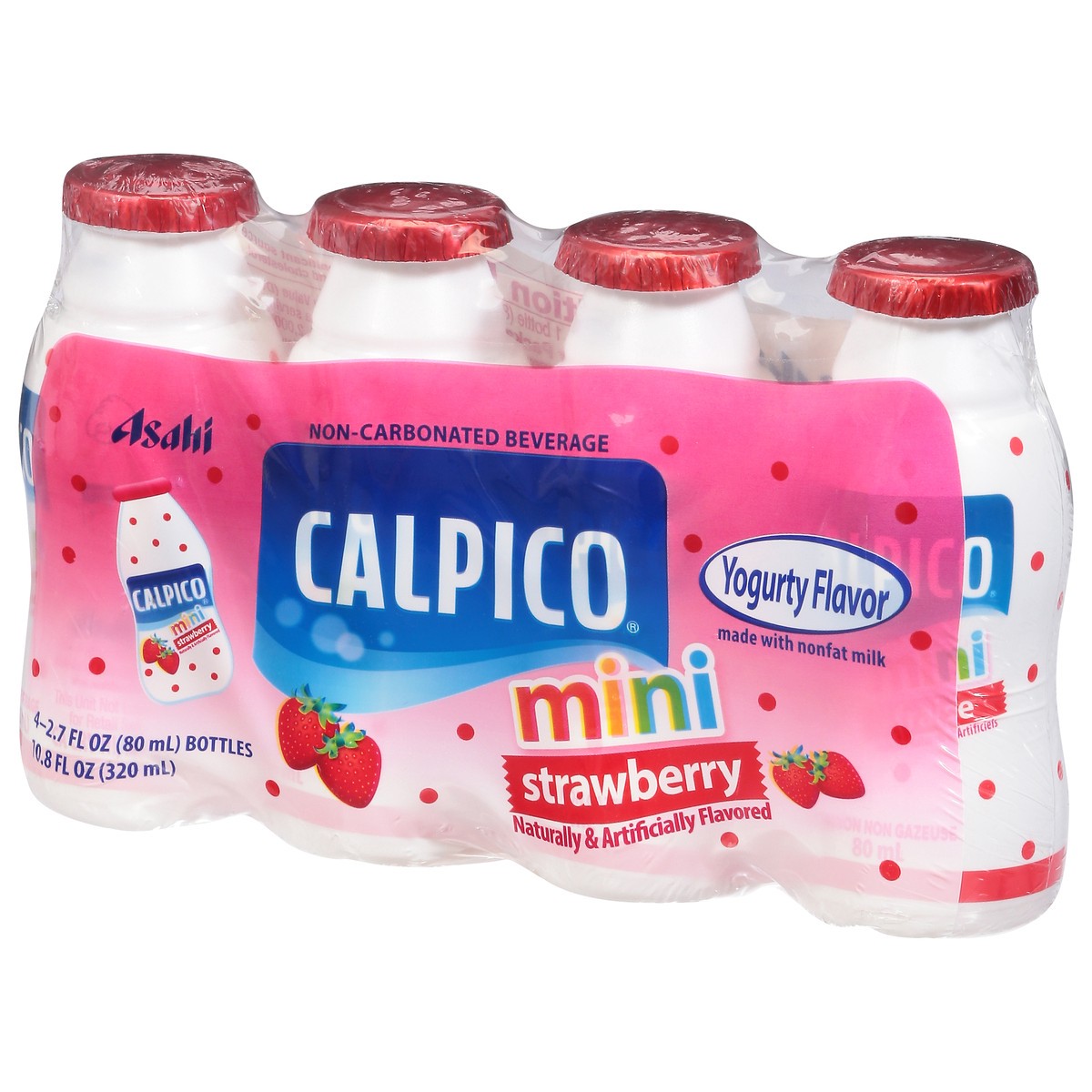 slide 9 of 9, Calpico Strawberry Yogurty Flavor Non-Carbonated Beverage Mini 4 - 2.7 fl oz Bottles, 4 ct