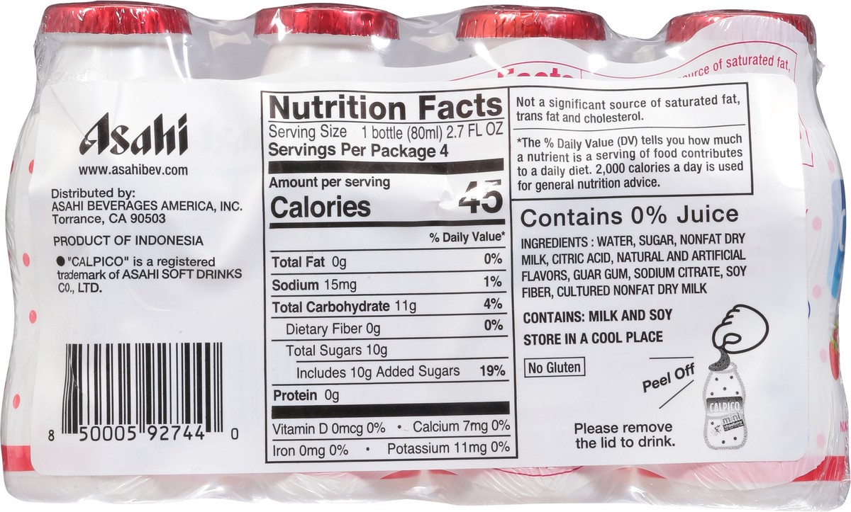 slide 5 of 9, Calpico Strawberry Yogurty Flavor Non-Carbonated Beverage Mini 4 - 2.7 fl oz Bottles, 4 ct