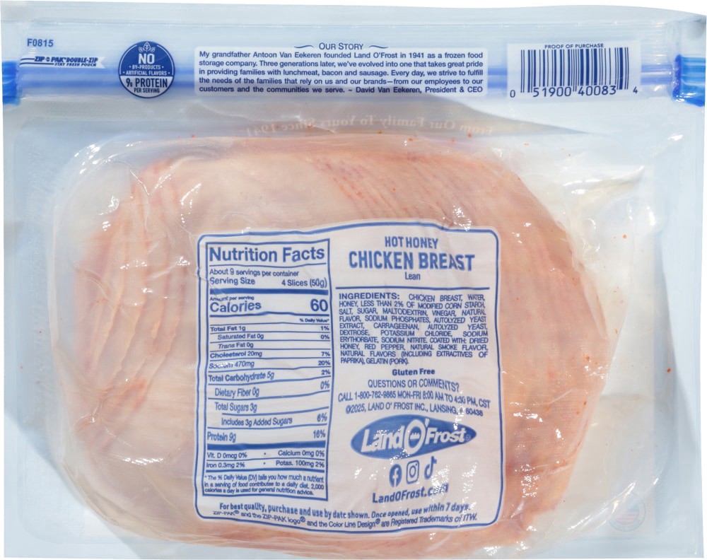 slide 3 of 3, Land O Frost Hot Honey Chicken Breast, 15 oz