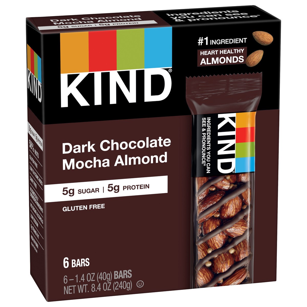 slide 13 of 15, KIND Gluten Free Dark Chocolate Mocha Almond Snack Bars, 1.4 oz, 6 Count, 6 ct