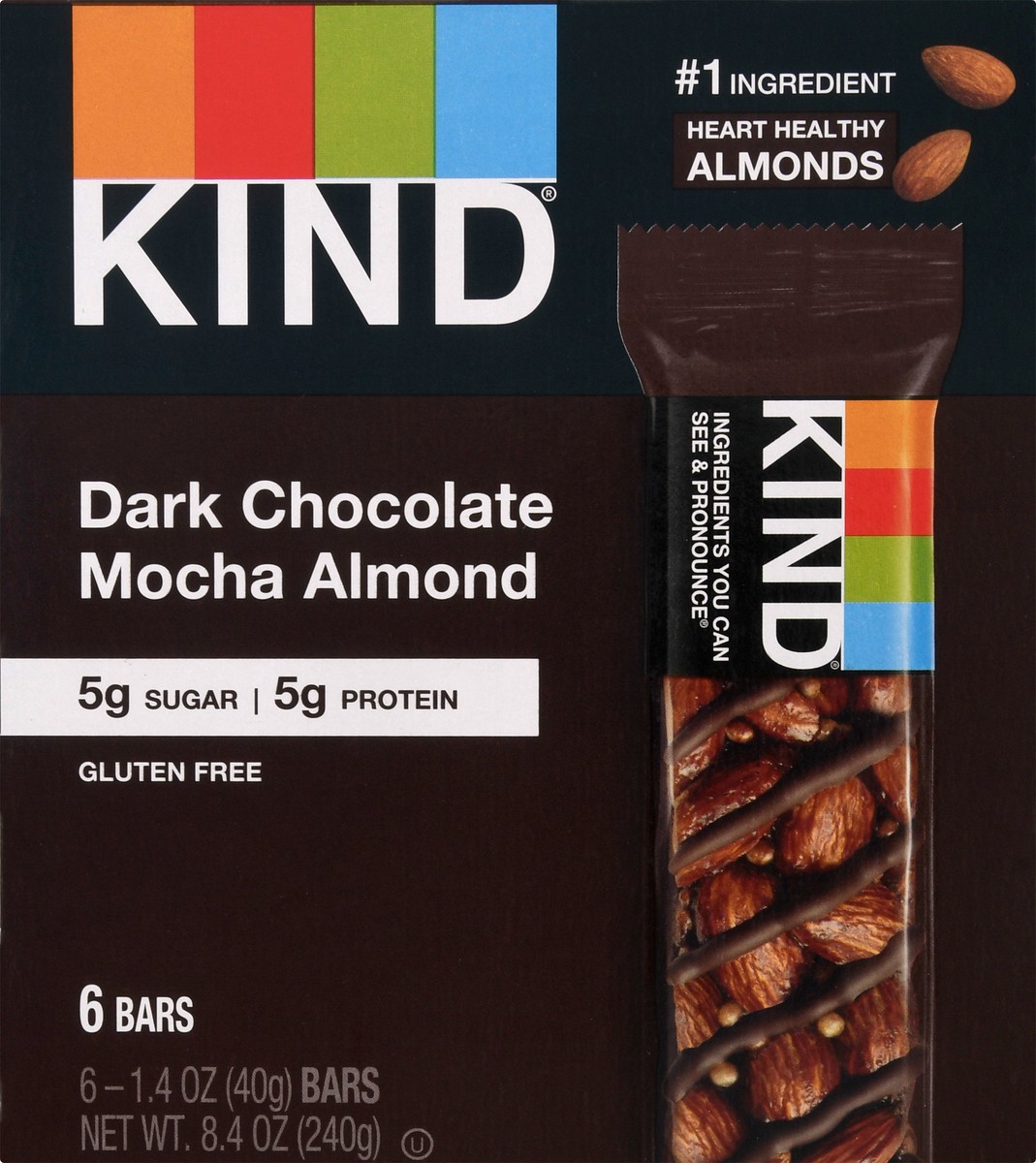 slide 12 of 15, KIND Gluten Free Dark Chocolate Mocha Almond Snack Bars, 1.4 oz, 6 Count, 6 ct