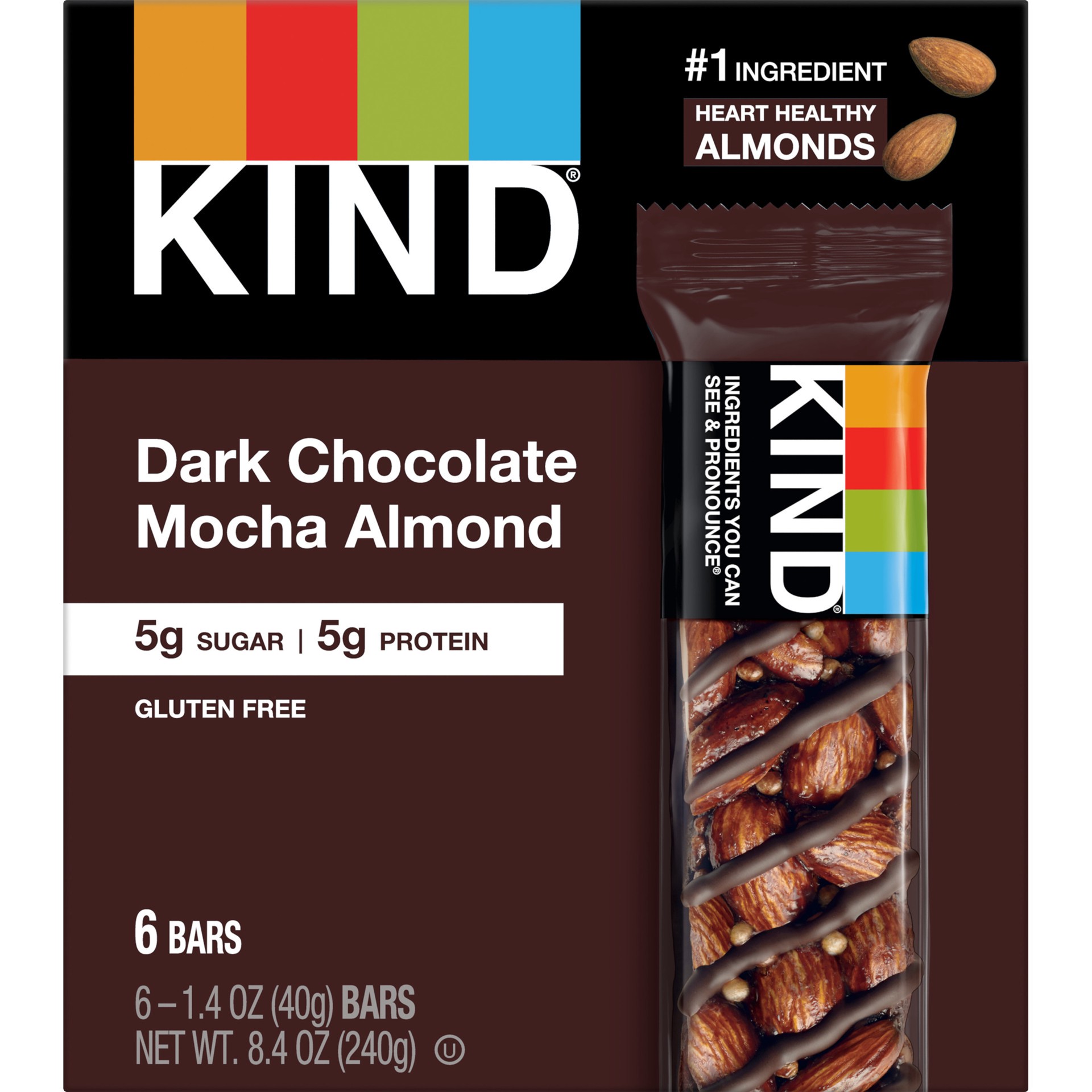 slide 1 of 15, KIND Gluten Free Dark Chocolate Mocha Almond Snack Bars, 1.4 oz, 6 Count, 6 ct