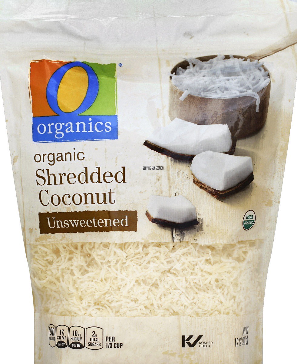 slide 2 of 2, O Organics Coconut Shredded Unsweetened, 12 oz
