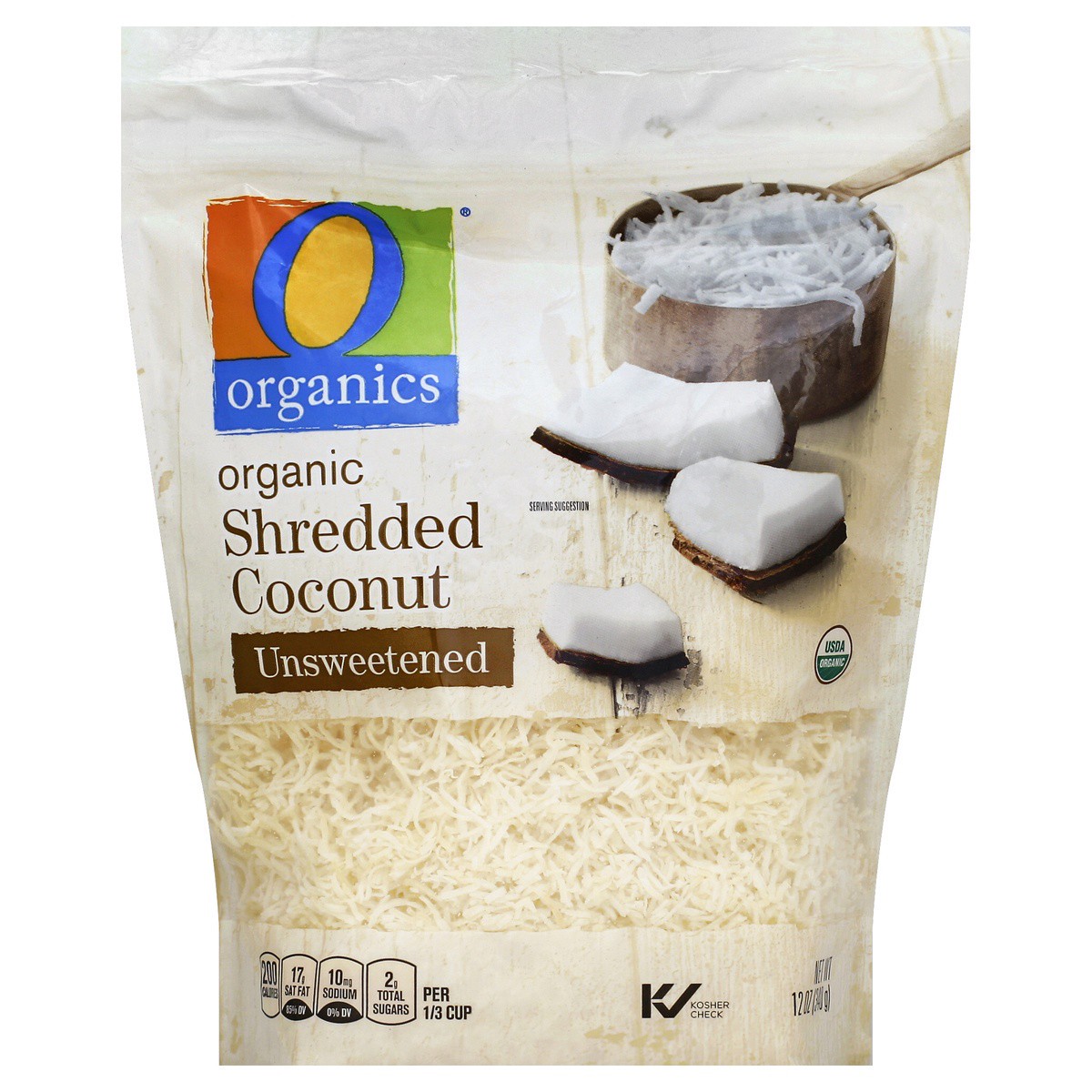 slide 1 of 2, O Organics Coconut Shredded Unsweetened, 12 oz