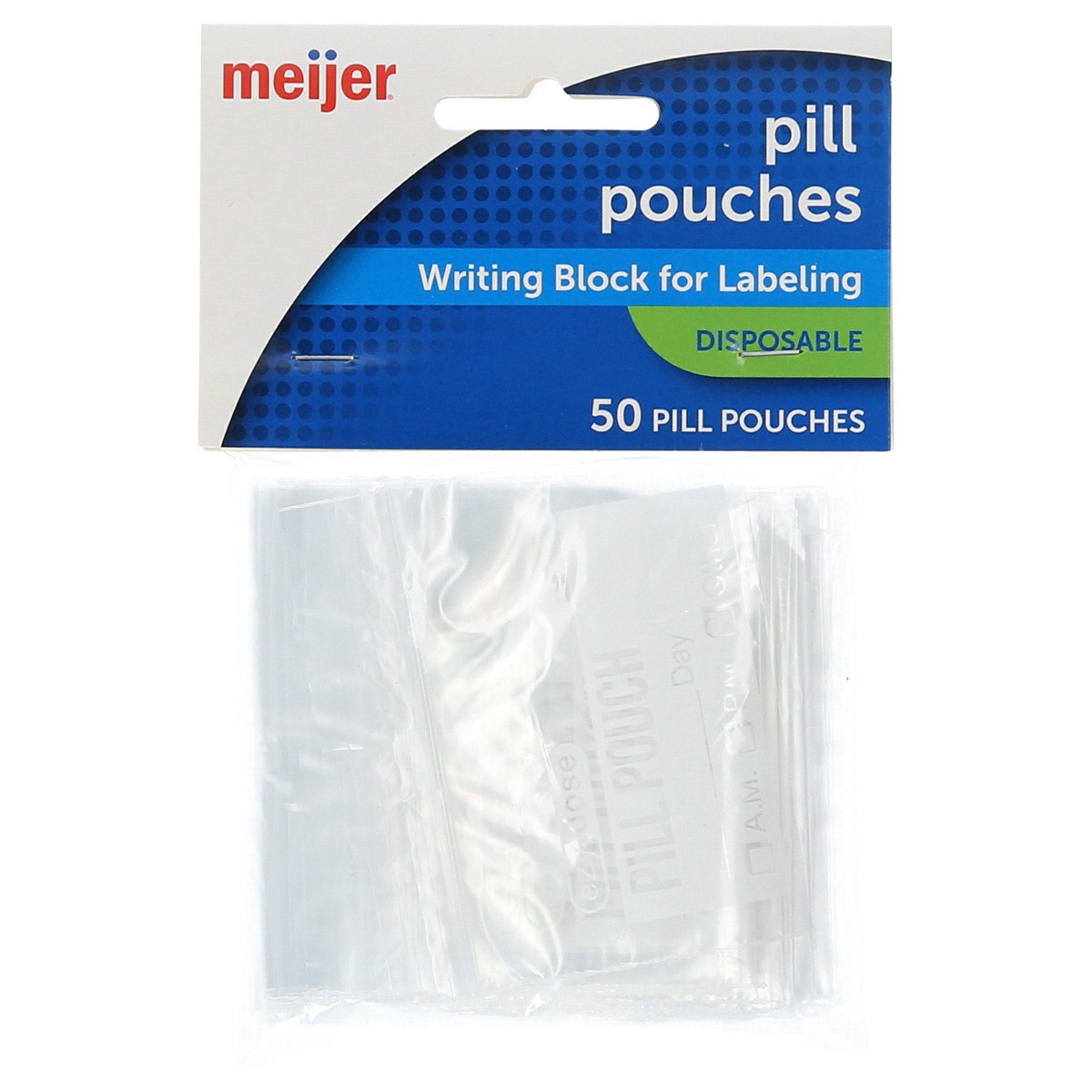 slide 1 of 5, Meijer Disposable Reclosable Pill Pouches, 50 ct
